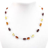 Multi-color Amber Nugget Beads Rain Necklace Sterling Silver