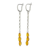 Cognac Amber Small Nugget Dangle Earrings Sterling Silver