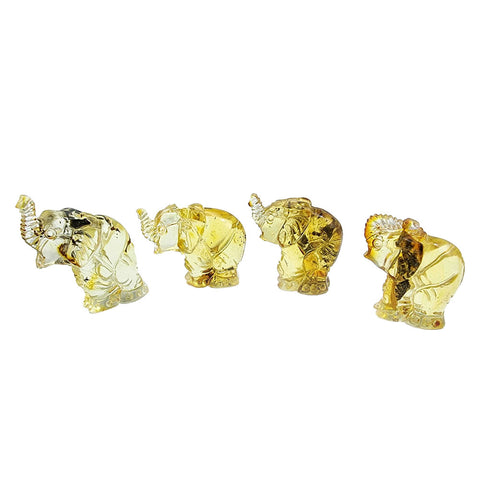 Fossil Amber Carved Elephant Figurine