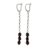 Cherry Amber Small Nugget Dangle Earrings Sterling Silver