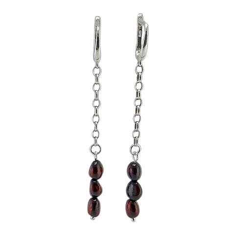 Cherry Amber Small Nugget Dangle Earrings Sterling Silver