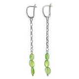 Green Amber Small Nugget Dangle Earrings Sterling Silver