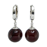 Cherry Amber Round Dangle Earrings Sterling Silver/14k Gold Plated