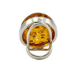 Cognac Amber Free Shape Adjustable Ring Sterling Silver