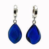 Blue Amber Flame Dangle Earrings 14K Gold Plated