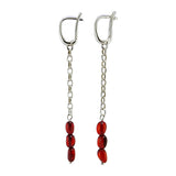 Red Amber Small Nugget Dangle Earrings Sterling Silver