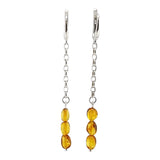 Cognac Amber Small Nugget Dangle Earrings Sterling Silver