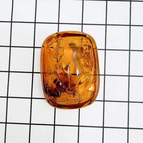 Cognac Amber Carved Frog Cabochon