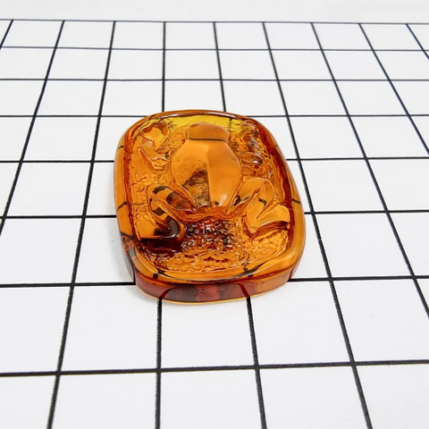 Cognac Amber Carved Frog Cabochon