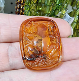Cognac Amber Carved Frog Cabochon