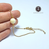 Round Beads White Color 14k Bracelet with chain