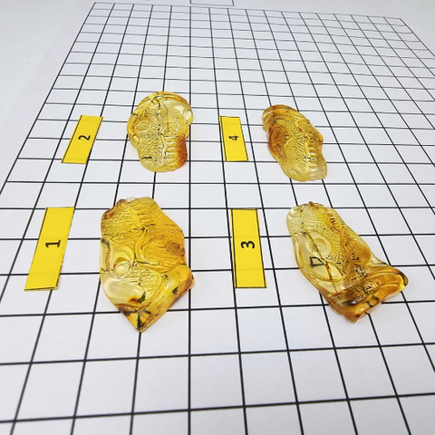 Lemon Amber Carved Dinosaurs Cabochons