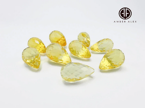 Lemon Amber Faceted Teardrop Stone