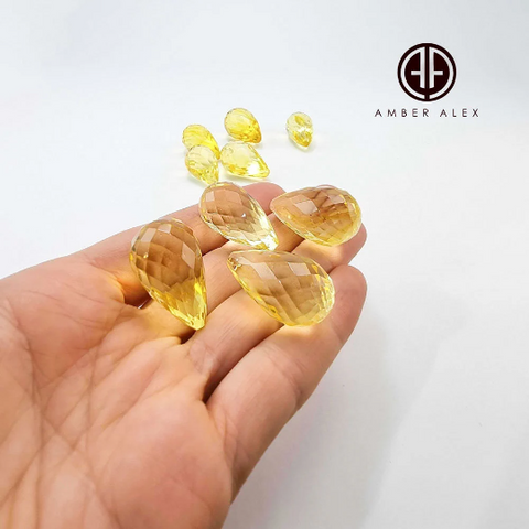 Lemon Amber Faceted Teardrop Stone