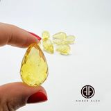 Lemon Amber Faceted Teardrop Stone