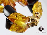 Multi-Color Amber Twisted Olive Beads Bracelet 14k Gold Plated
