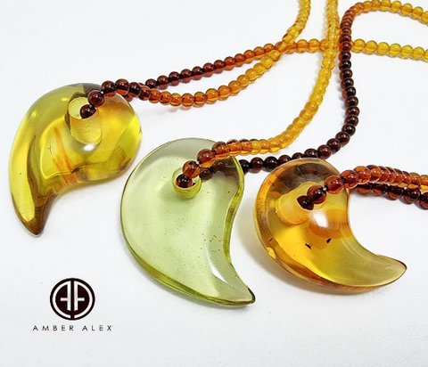 Multi-Color Amber Magatama Beads