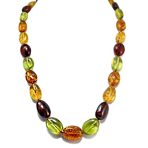 Multi-Color Amber Nugget Beads Necklace