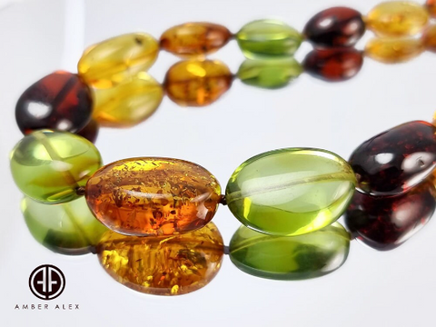 Multi-Color Amber Nugget Beads Necklace