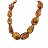 Cognac Amber Big Nugget Beads Necklace