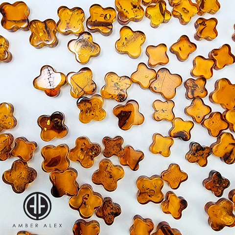 Cognac Amber Clover Calibrated Cabochon