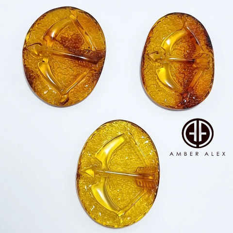 Cognac Amber Carved Sagittarius Cabochons