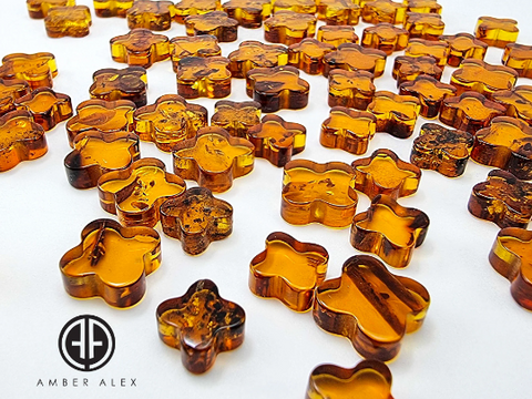 Cognac Amber Clover Calibrated Cabochon