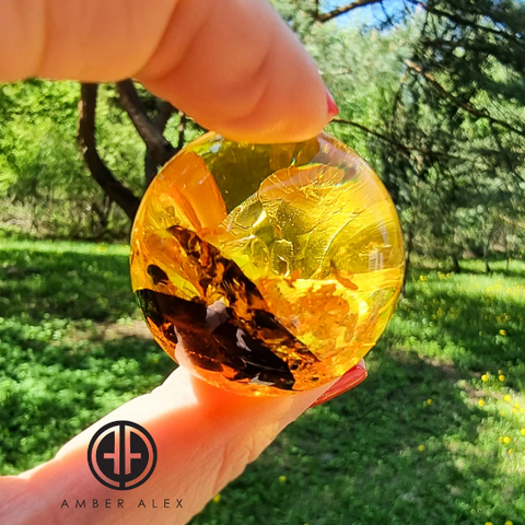 Cognac Amber Ball Sphere Stone