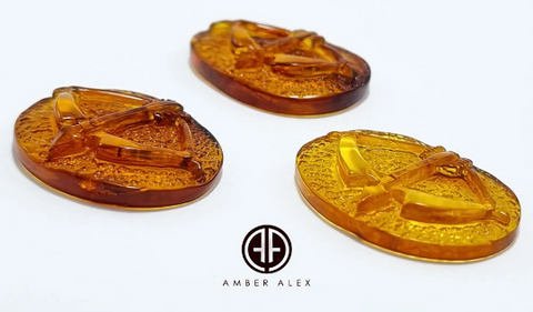 Cognac Amber Carved Sagittarius Cabochons