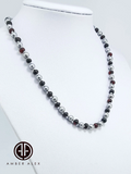 Cherry And Grey Amber And Pearls Baroque Beads Necklace