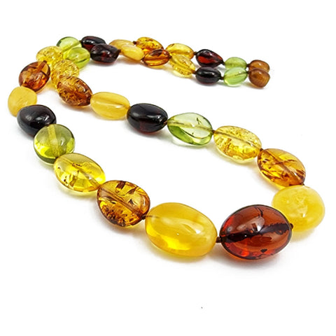 Multi-Color Amber Nugget Beads Necklace