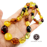 Multi-Color Amber Nugget Beads Necklace