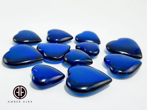 Blue Amber Heart Shape Amber Stones