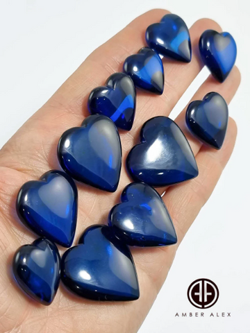 Blue Amber Heart Shape Amber Stones