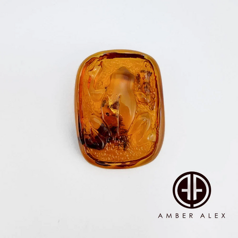 Cognac Amber Carved Frog Cabochon