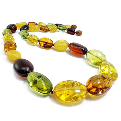 Multi-Color Amber Nugget Beads Necklace