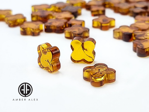 Cognac Amber Clover Calibrated Cabochon