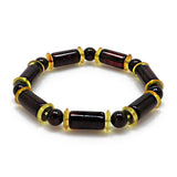 Men's Multi-Color Amber Beads Stretch Bracelet