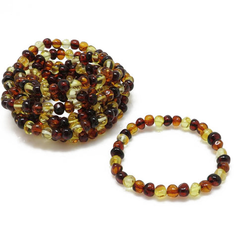 Multi-Color Amber Baroque Beads Stretch Bracelet - Amber Alex Jewelry