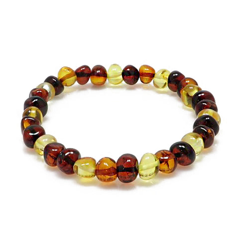 Multi-Color Amber Baroque Beads Stretch Bracelet - Amber Alex Jewelry