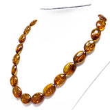 Cognac Amber Bean Beads Necklace - Amber Alex Jewelry