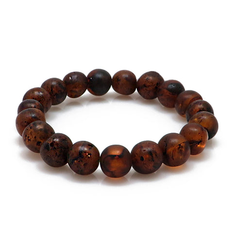 Cognac Amber Baroque Beads Stretch Bracelet - Amber Alex Jewelry