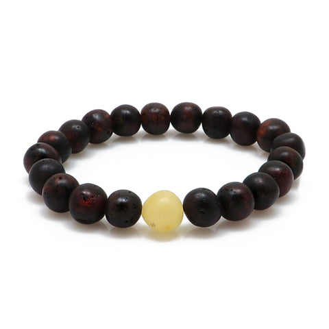 Cherry & Milky Amber Baroque Beads Stretch Bracelet - Amber Alex Jewelry