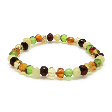 Multi-Color Amber Baroque Beads Stretch Bracelet - Amber Alex Jewelry