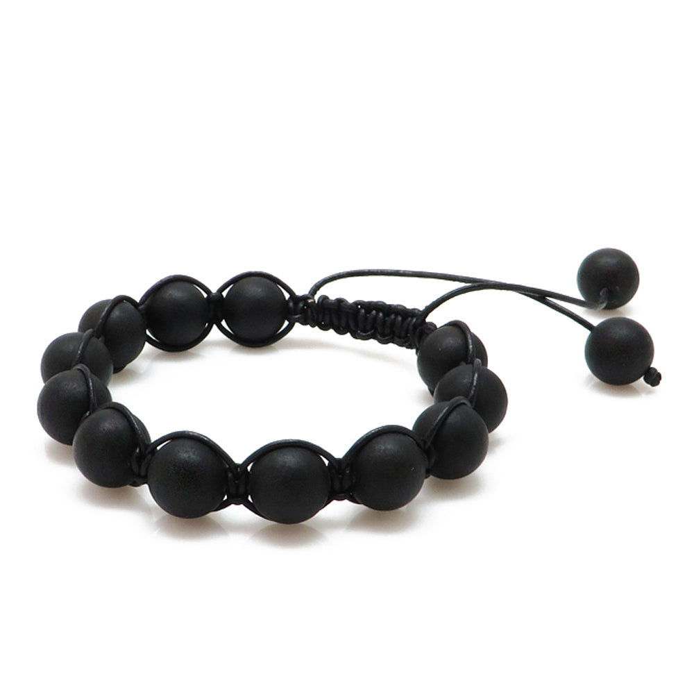 Black Amber Round Beads Adjustable Bracelet - Amber Alex Jewelry