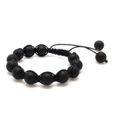 Black Amber Round Beads Adjustable Bracelet
