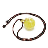 Milky Amber Round Bead Pendant Beaded Necklace - Amber Alex Jewelry