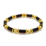 Men's Multi-Color Amber Beads Stretch Bracelet - Amber Alex Jewelry