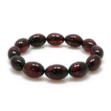 Cherry Amber Olive Beads Stretch Bracelet - Amber Alex Jewelry