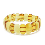 Milky & Cognac Amber Oval Beads Stretch Bracelet